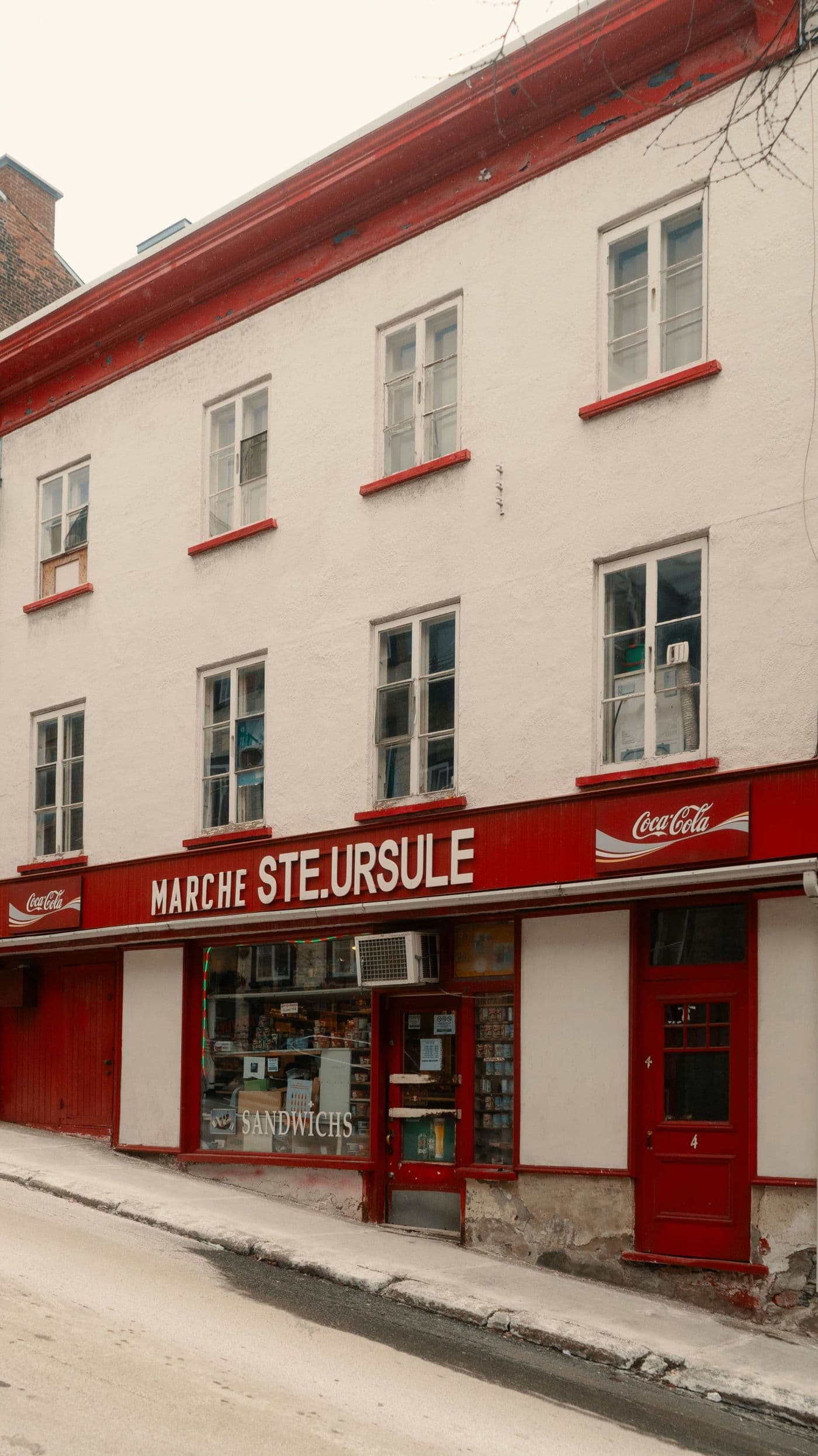 Market storefront in winter