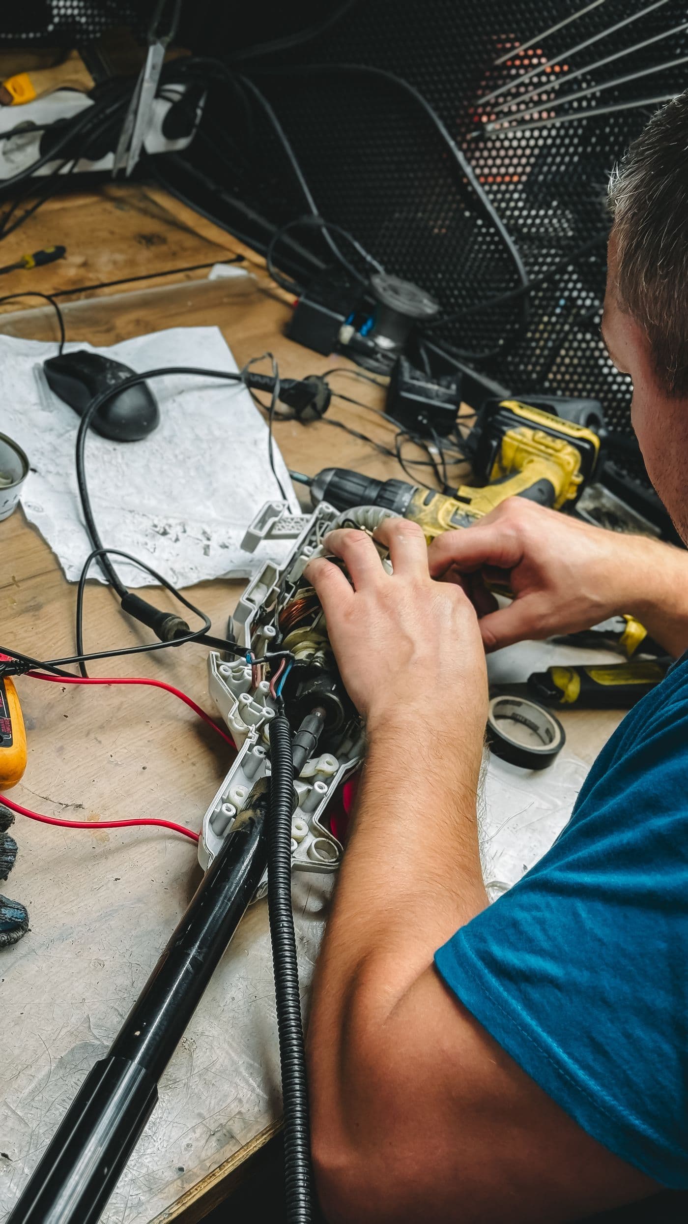 Technician repairing an electronic device