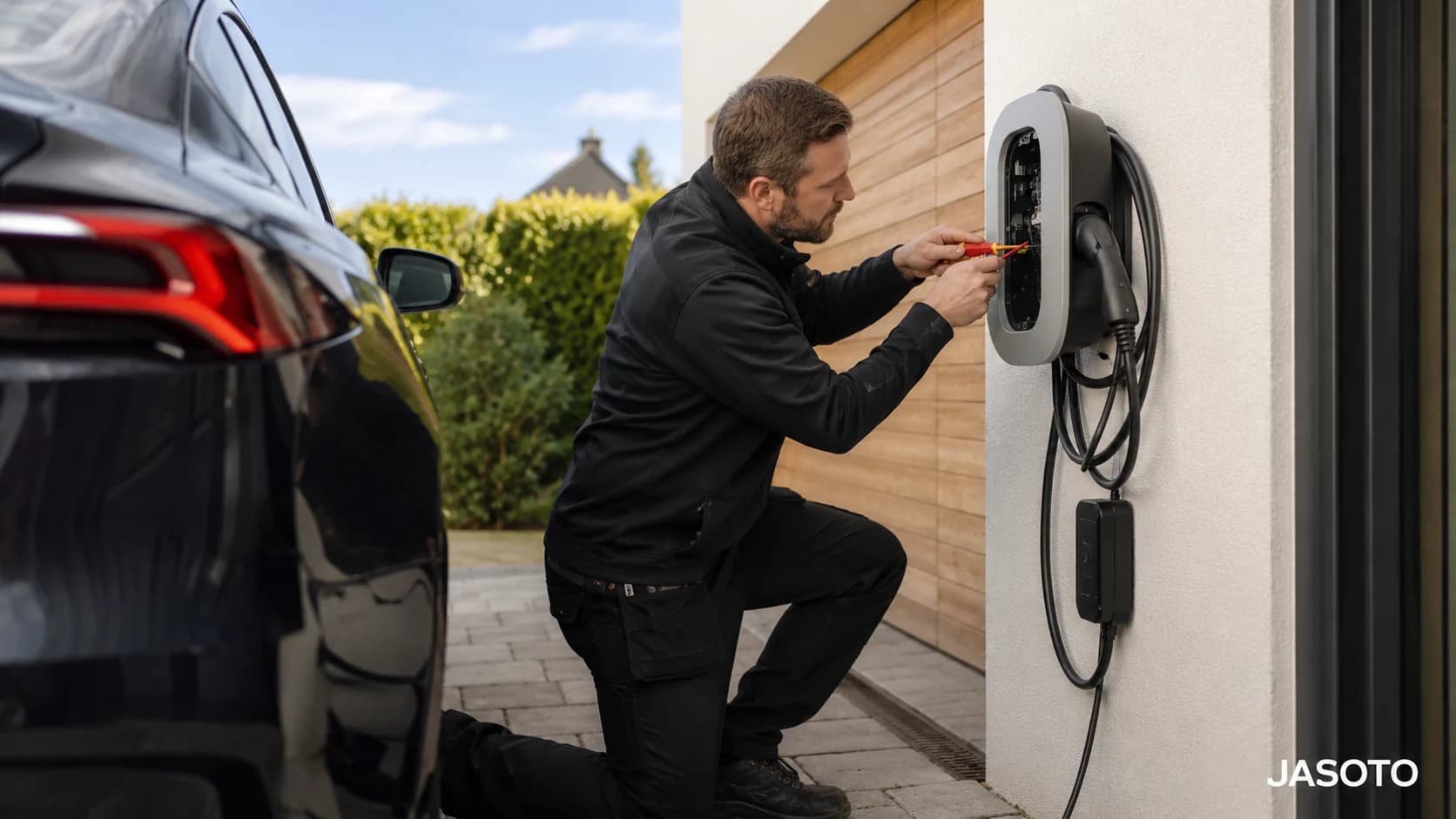 Home EV charger installed on a UK property