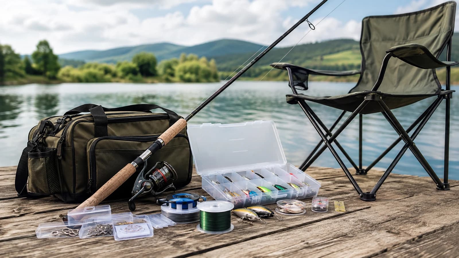 Fishing rod, reel and beginner fishing equipment