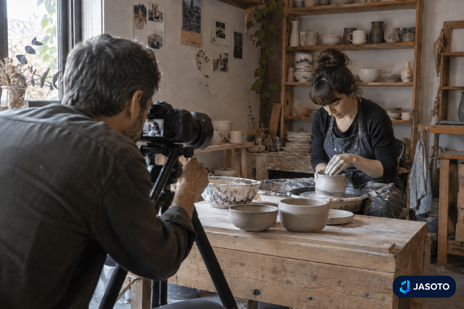 Your website photos should explain the business. Capture the people, the process and the finished work, with permission and space for different page crops.
