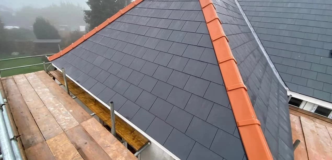 Pitched roof with ridge and hip details