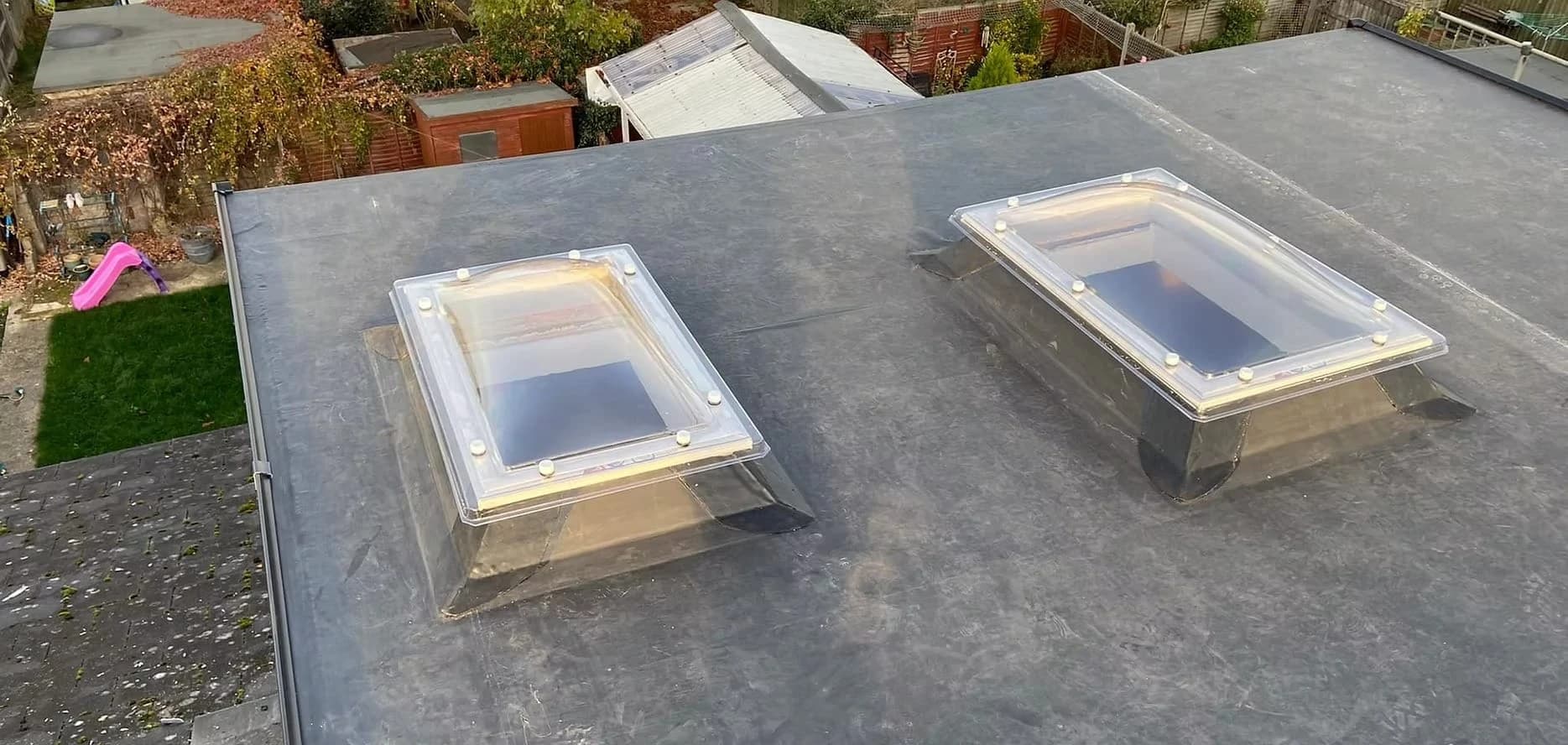 Flat roof with two rooflights