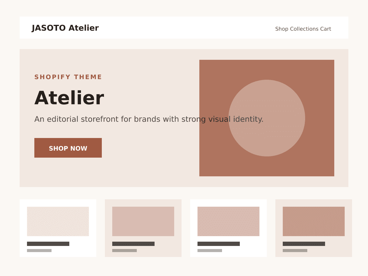 JASOTO Atelier Shopify theme ecommerce homepage preview