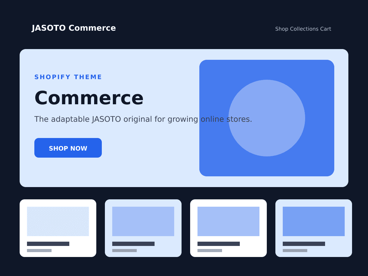 JASOTO Commerce Shopify theme ecommerce homepage preview