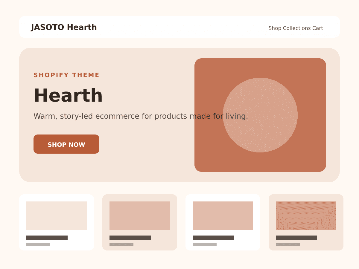 JASOTO Hearth Shopify theme ecommerce homepage preview